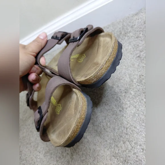 Birkenstock Women Size 37/6 Us Narrow Brown Sandals with Buckle Detail - Picture 9 of 10